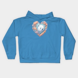 Heart with Feathers and Polar Bear Kids Hoodie